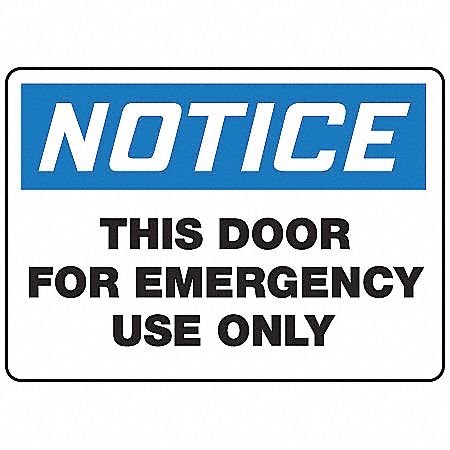 Fire Door Sign,10 x 14In,BK and BL/WHT