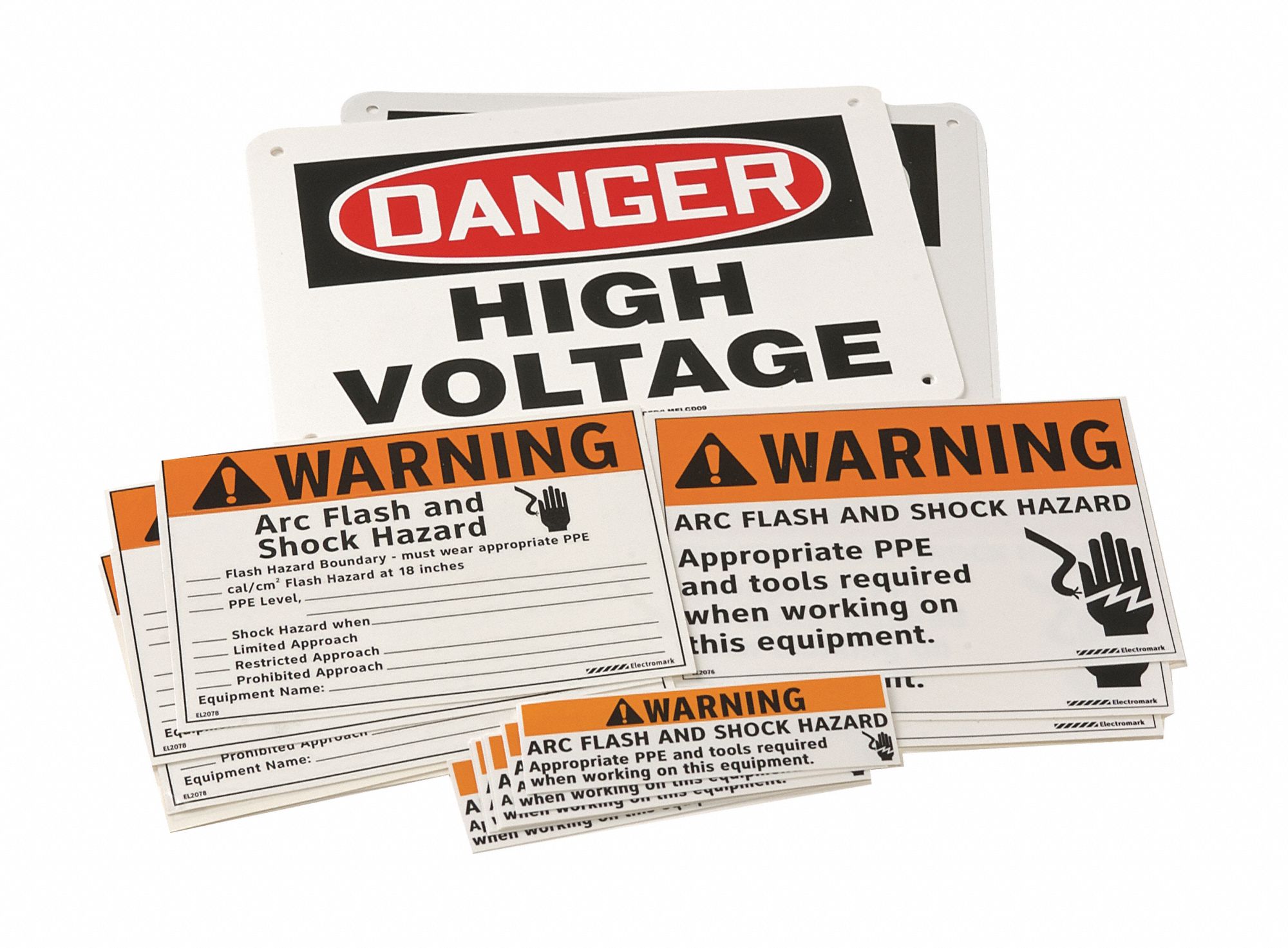 Adhesive Vinyl 7 x 10 Inches MELC113VS Accuform Danger High Voltage Safety Sign 