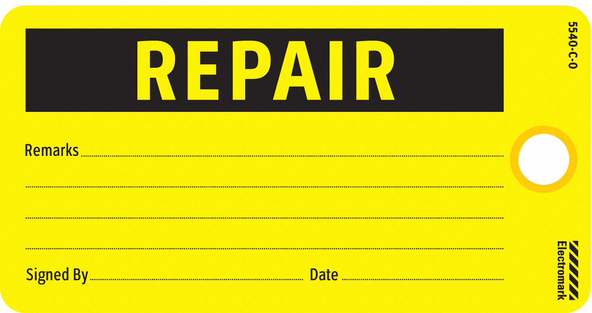 Tag: 5 3/4 in Wd, 3 in Ht, Yellow, Rectangle, Indoor, English, Cardstock, 25 PK