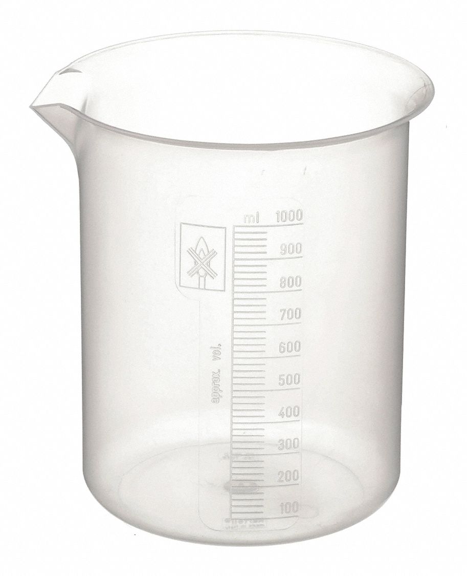 Beaker: Low Form, 1 L Capacity - mL, 33.81 fl oz Capacity - oz, 109 mm Outside Dia, Non-Sterile