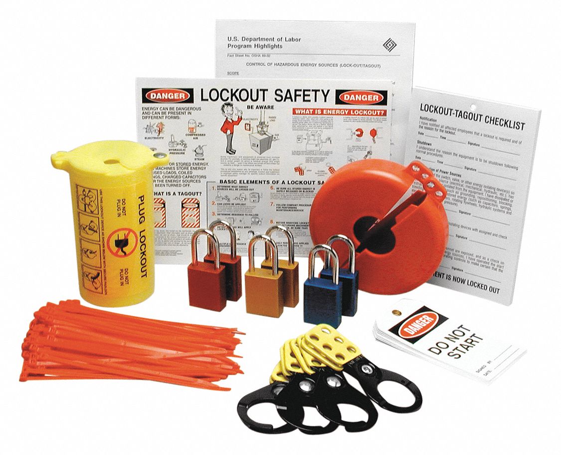 BRADY Portable Lockout Kit, Filled, Electrical/Valve Lockout 8VL48