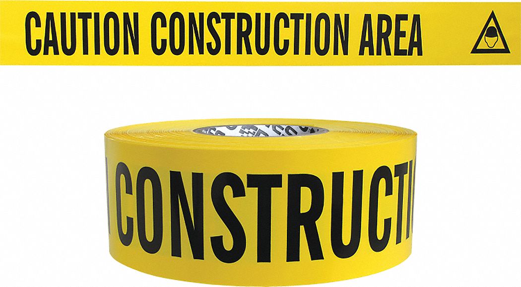 Barricade Tape Yellow 500 ft L 3 in
