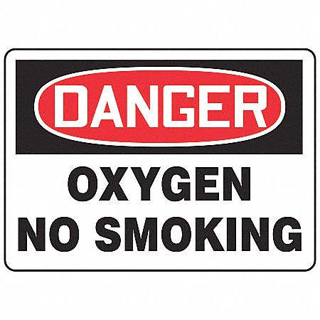 NO SMOKING SIGN, DANGER HEADER, ALUMINUM, 10 IN X 14 IN, WITH MOUNTING HOLES, NOT RETROREFLECTIVE