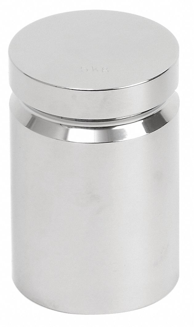 Calibration Weight: 5 kg Nominal Mass, 4, Non-Accredited, 303 Stainless Steel, Case, Metric