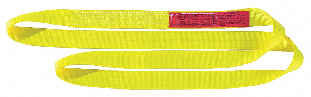 WEB SLING, TYPE 5, NYLON, 1 PLY, 3 FT SLING L, 2 IN SLING W, 4800 LB CAPACITY