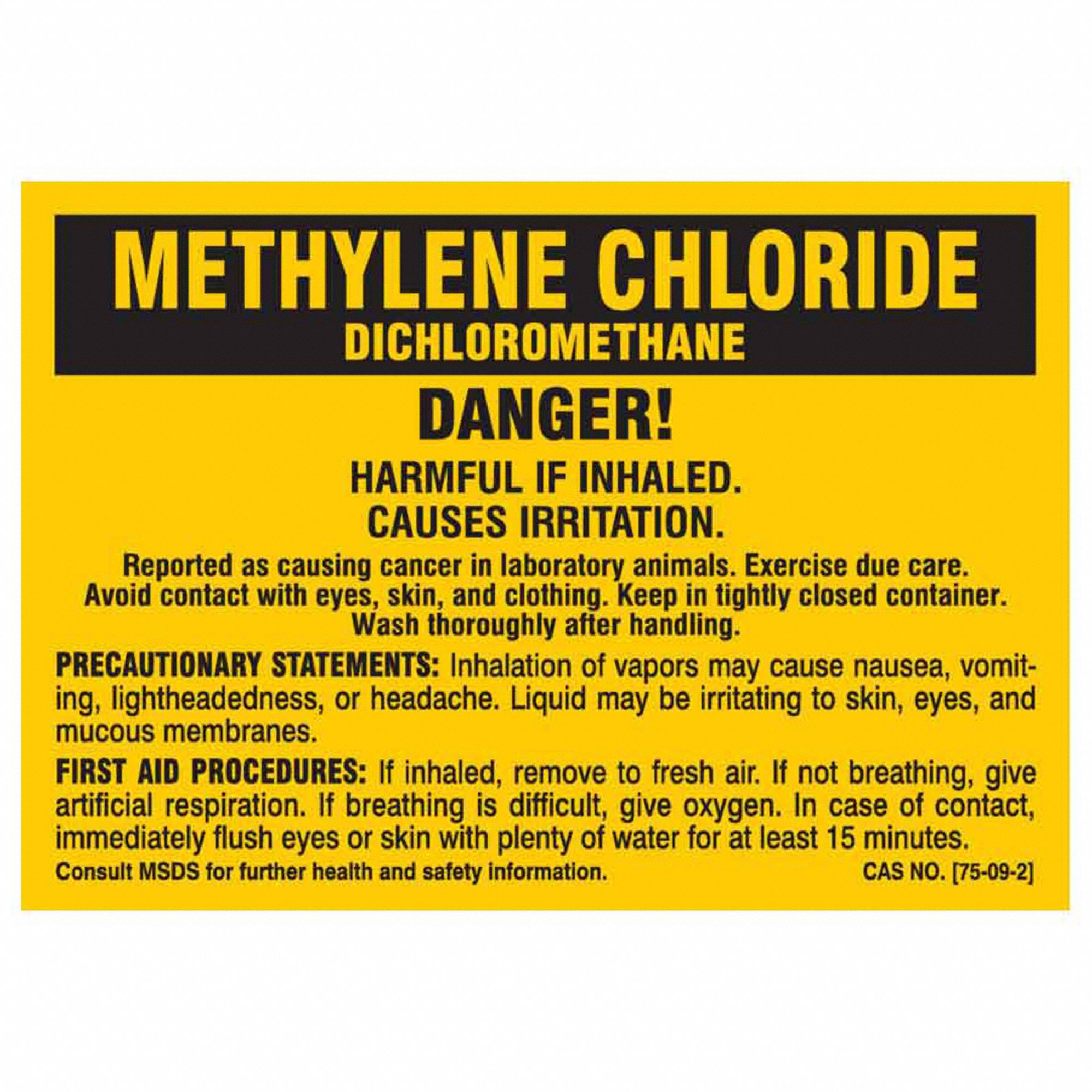NFPA Label: Methylene Chloride, 2 in Ht, 2 7/8 in Wd, Polyester, Rectangle, English, 25 Labels