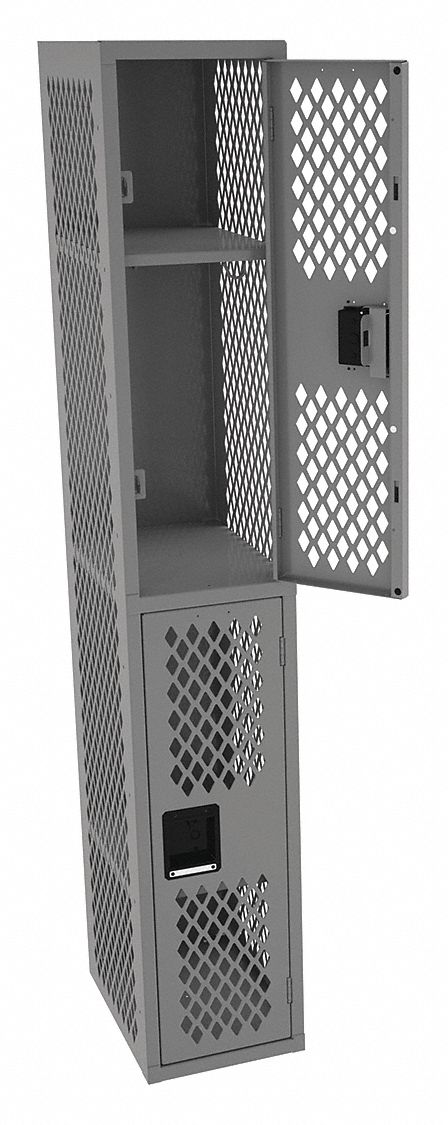 Wardrobe Locker: 12 in x 18 in x 72 in, Ventilated, 2 Tiers, 1 Units Wide, Padlock Hasp