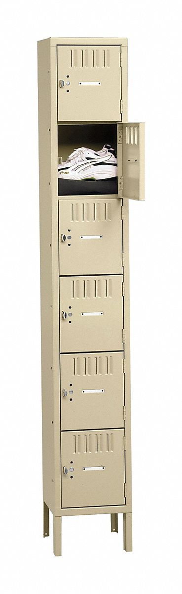 Box Locker Louvered 1 Wide 6 Tier Sand