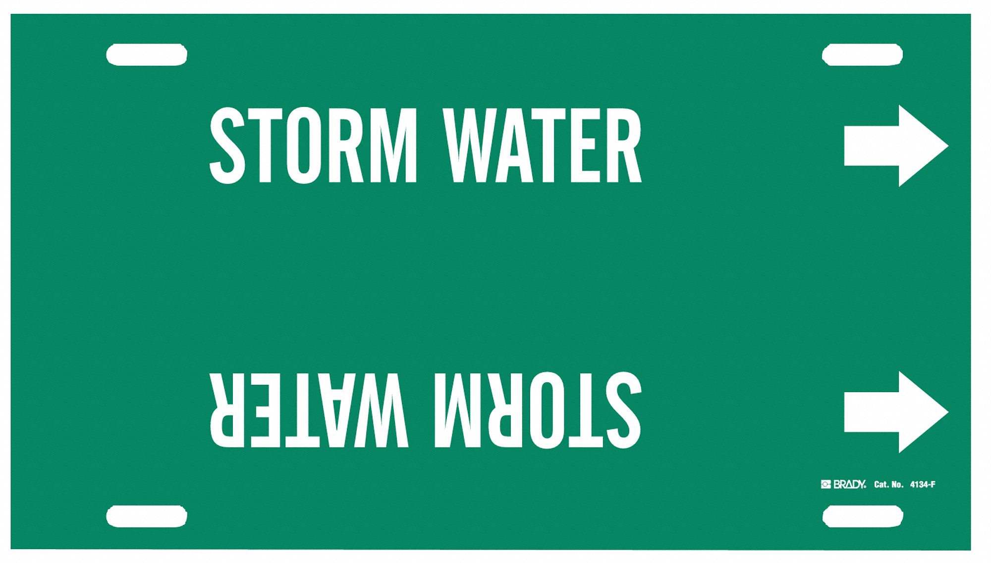 Pipe Marker: Storm Water, Green, White, Fits 6 to 7 7/8 in Pipe O.D., 1 Pipe Markers, With Arrows