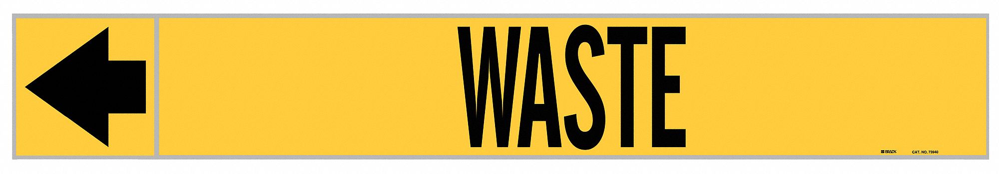 Pipe Marker: Waste, Yellow, Black, Fits 2 1/2 to 6 in Pipe O.D., 25 Pipe Markers, With Arrows