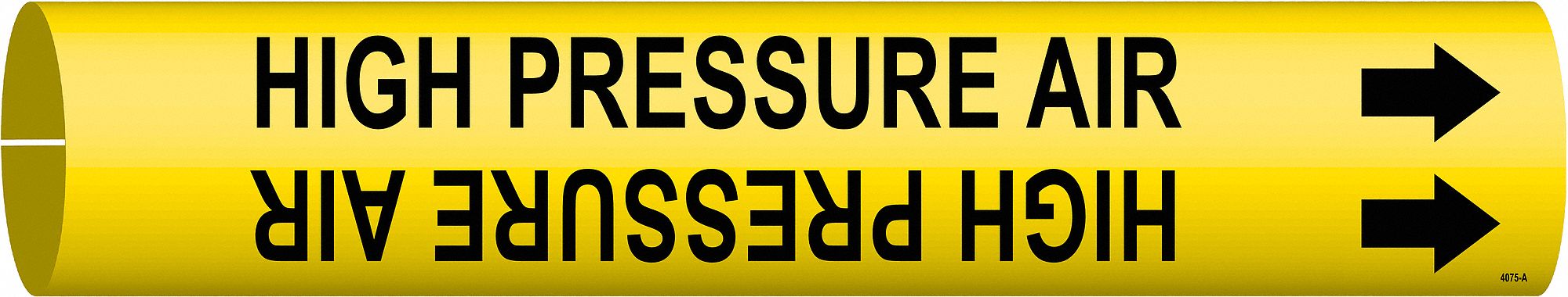Pipe Marker: High Pressure Air, Yellow, Black, Fits 3/4 to 1 3/8 in Pipe O.D., 1 Pipe Markers