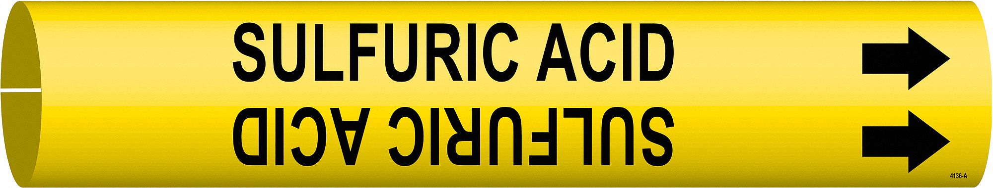 Pipe Marker: Sulfuric Acid, Yellow, Black, Fits 3/4 to 1 3/8 in Pipe O.D., 1 Pipe Markers
