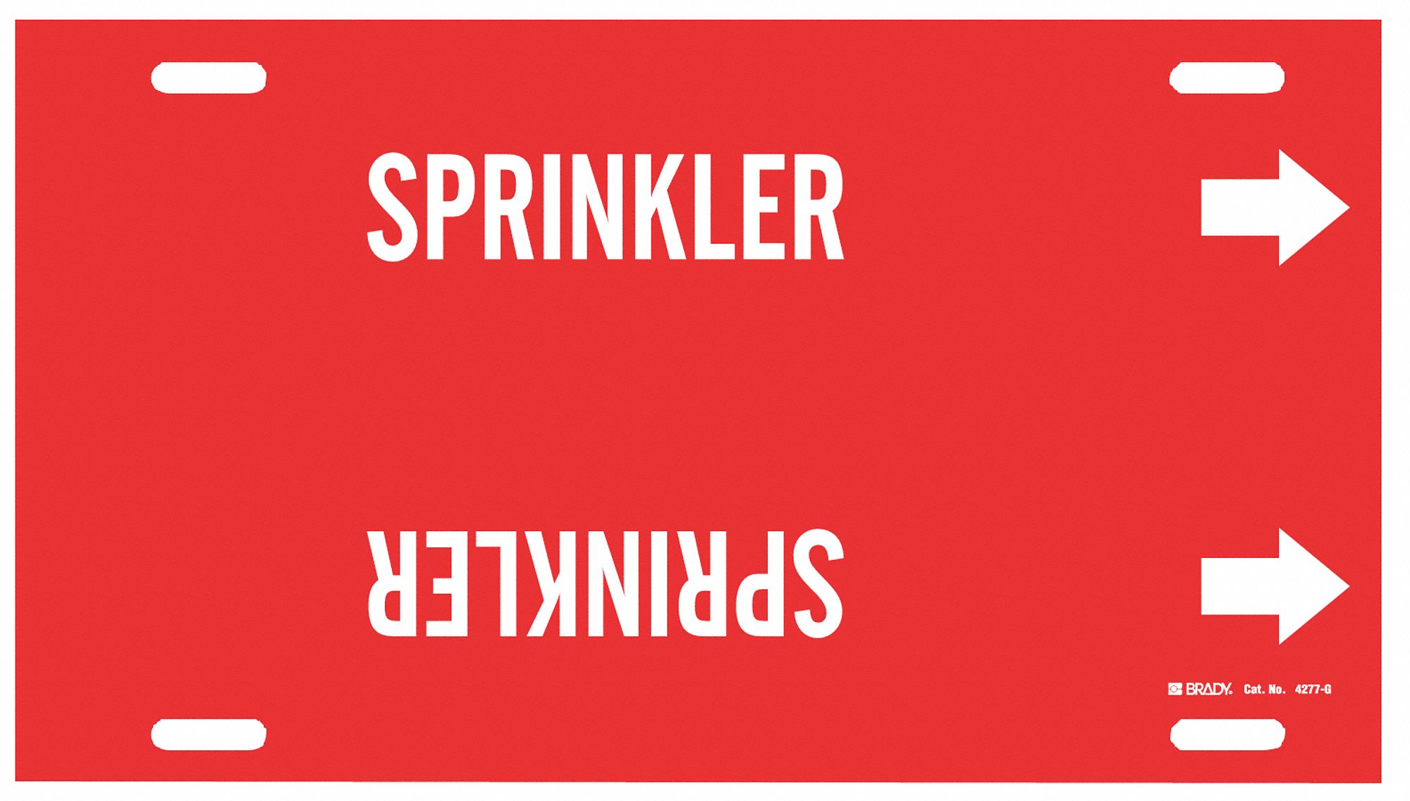 Pipe Marker: Sprinkler, Red, White, Fits 8 to 9 7/8 in Pipe O.D., 1 Pipe Markers, With Arrows