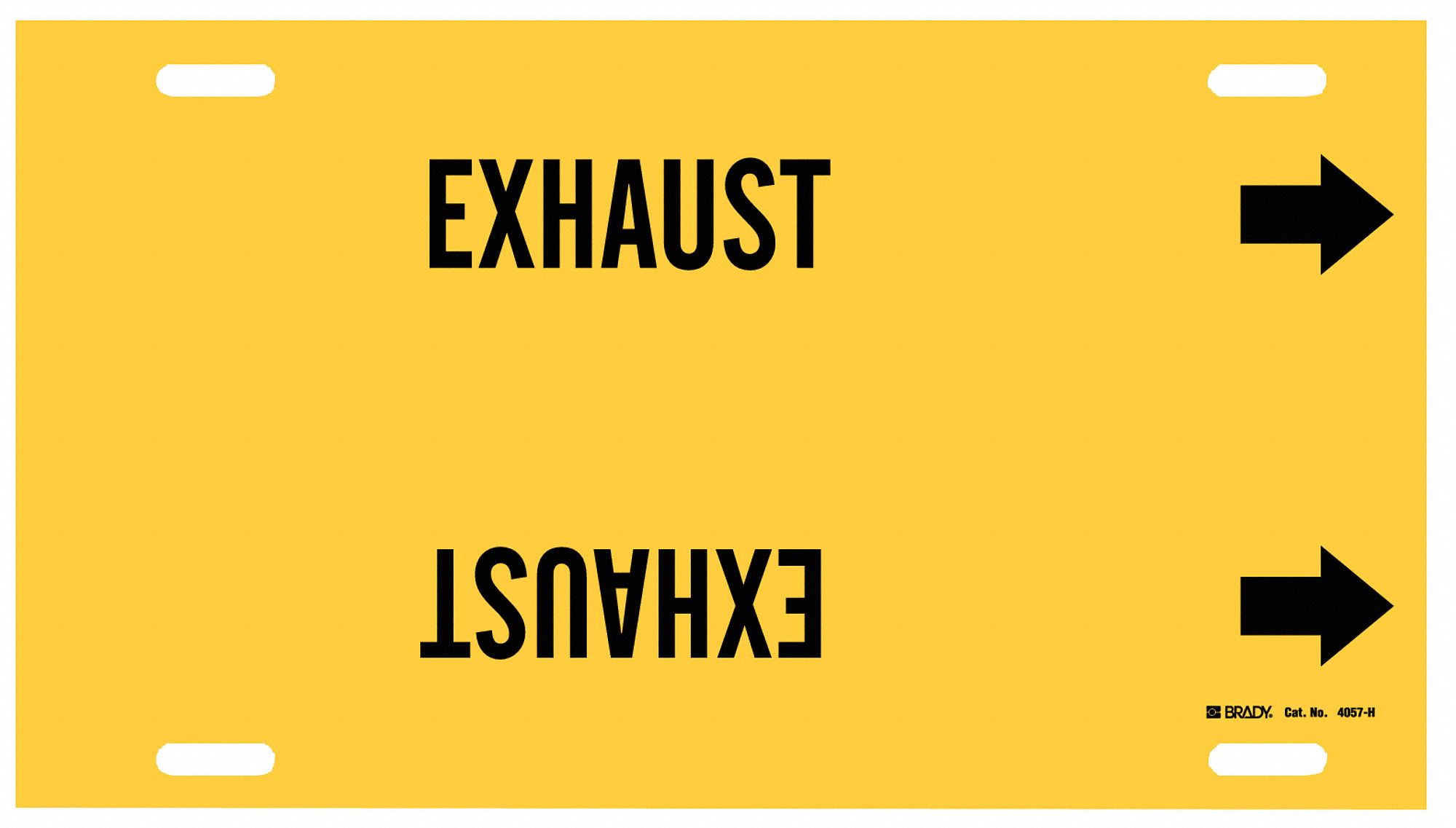 Pipe Marker: Exhaust, Yellow, Black, Fits 10 to 15 in Pipe O.D., 1 Pipe Markers, With Arrows