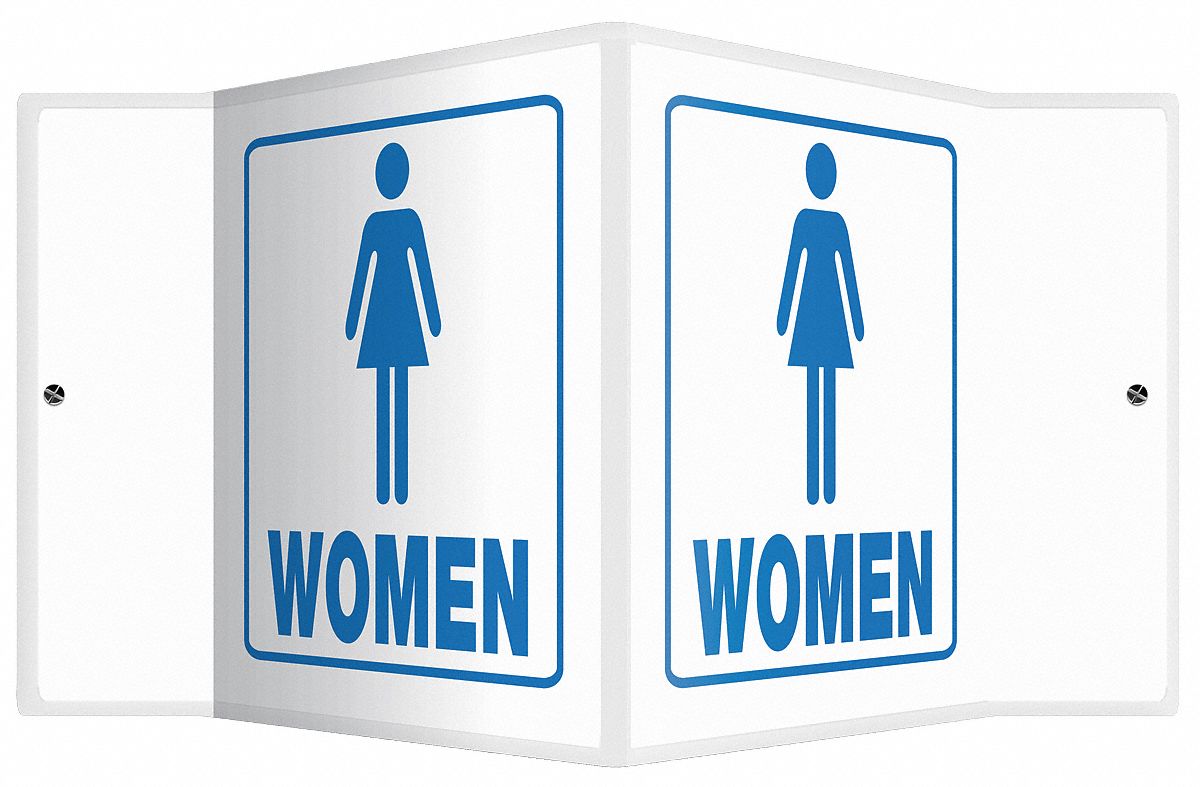 V-SHAPE PROJECTION SIGN, PLASTIC, 8½ IN WIDTH, 6 IN HEIGHT, WHITE, WITH MOUNTING HOLES, V-SHAPED