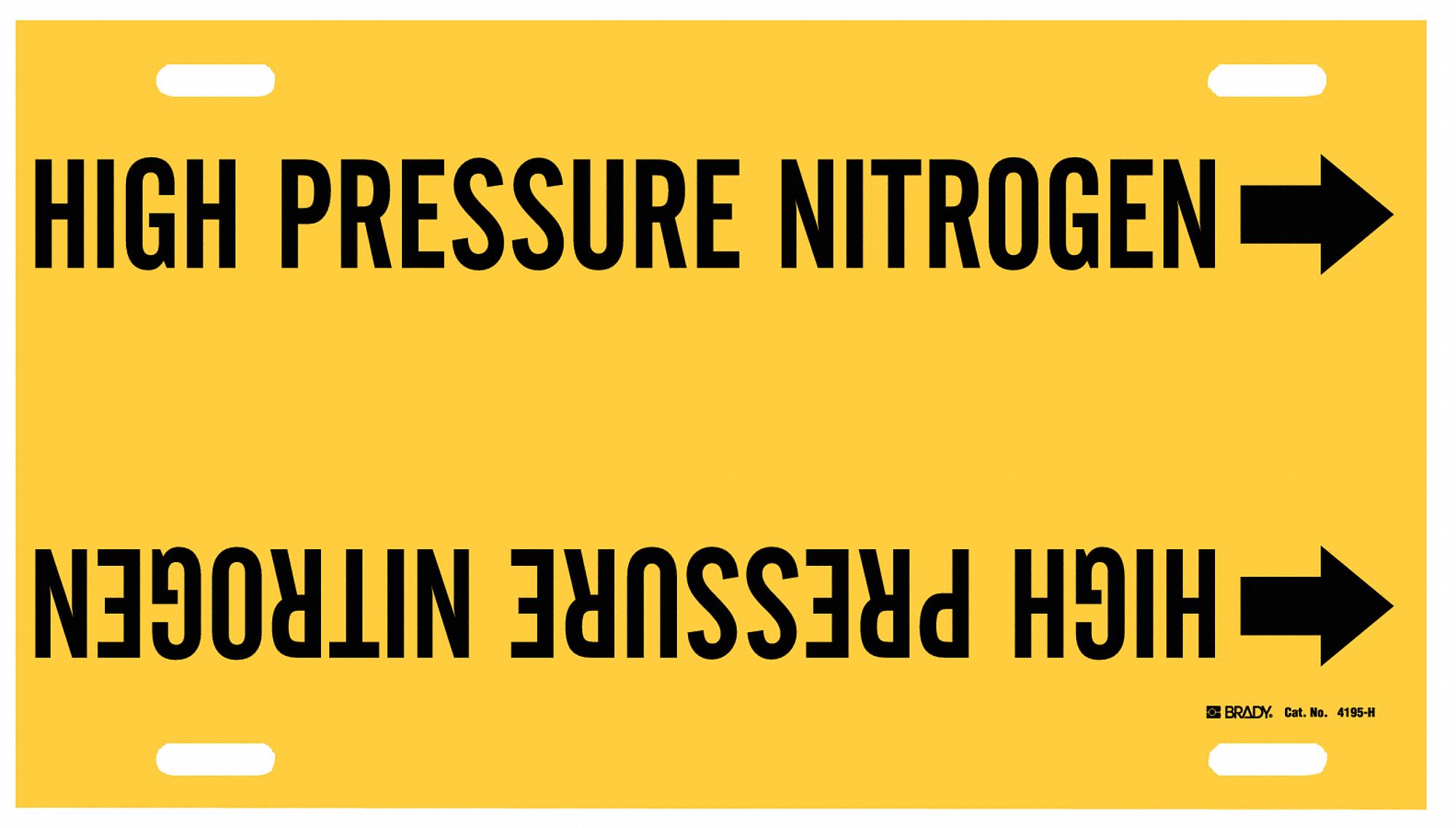 Pipe Marker: High Pressure Nitrogen, Yellow, Black, Fits 10 to 15 in Pipe O.D., 1 Pipe Markers