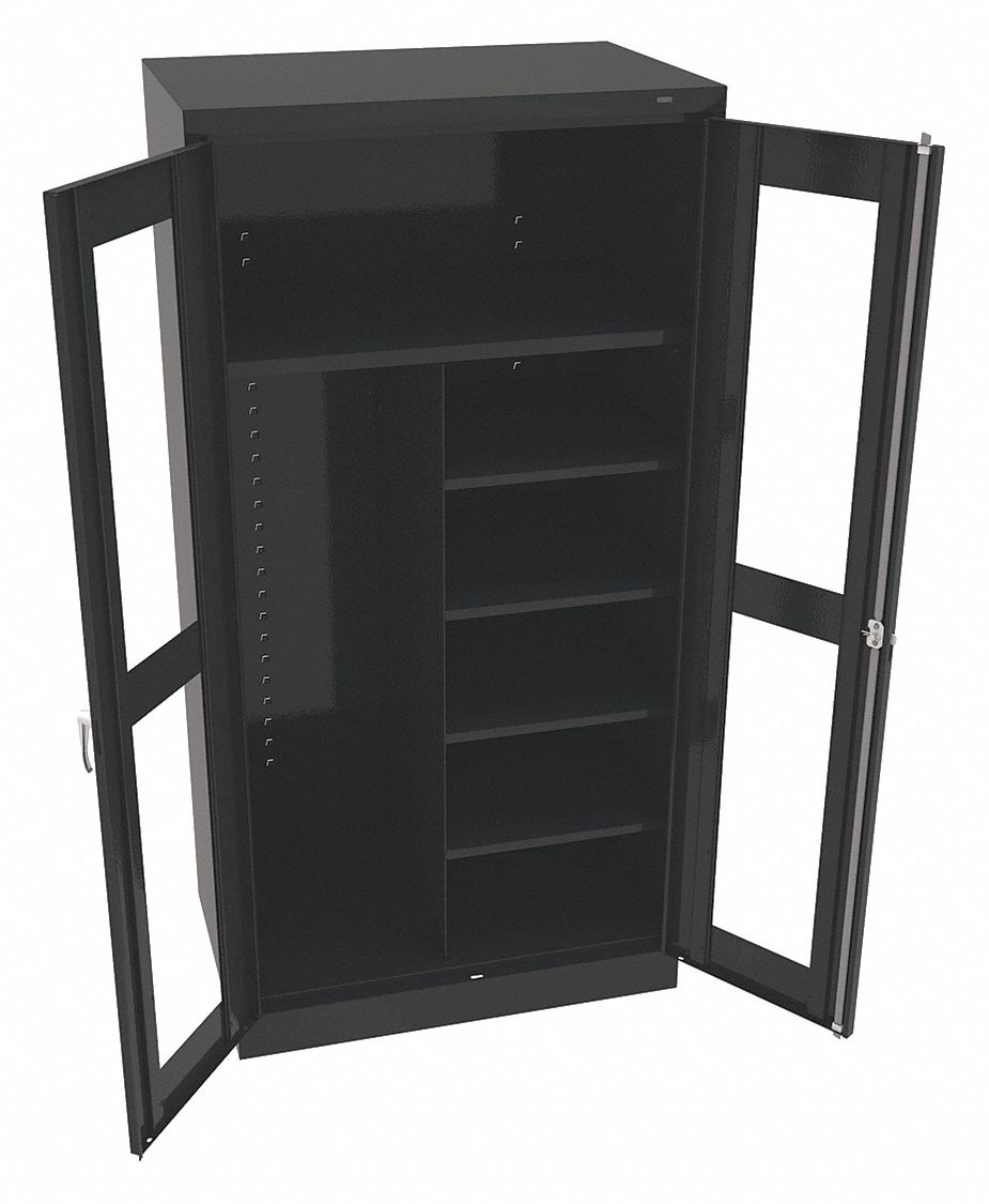 STORAGE CABINET, 36 IN X 24 IN X 72 IN, 5 SHELVES, SWING HANDLE/KEYED, 24 GA PANEL, ADJUSTABLE