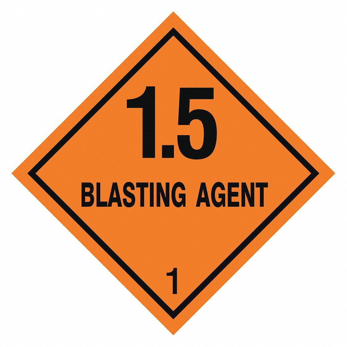 DOT Container Label: 1.5 Blasting Agent, 4 in x 4 in, 4 in Label Ht, 4 in Label Wd