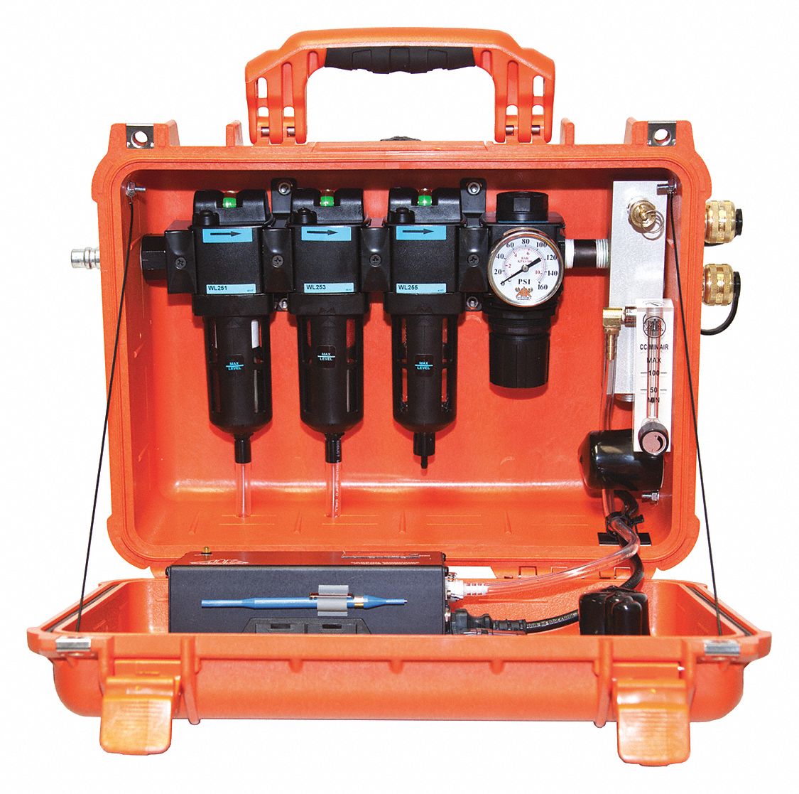 Portable Filtration Panel: 2 Users, 125 psi Max Pressure, 48 cfm Air Flow, AC Power/Battery Operated