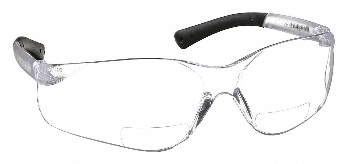LUNETTES DE LECTURE DE SÉCURITÉ, SANS MONTURE, ENVELOPPANTES, PC, DURAMASS ANTIRAYURES, +1,00, BIFOCALES
