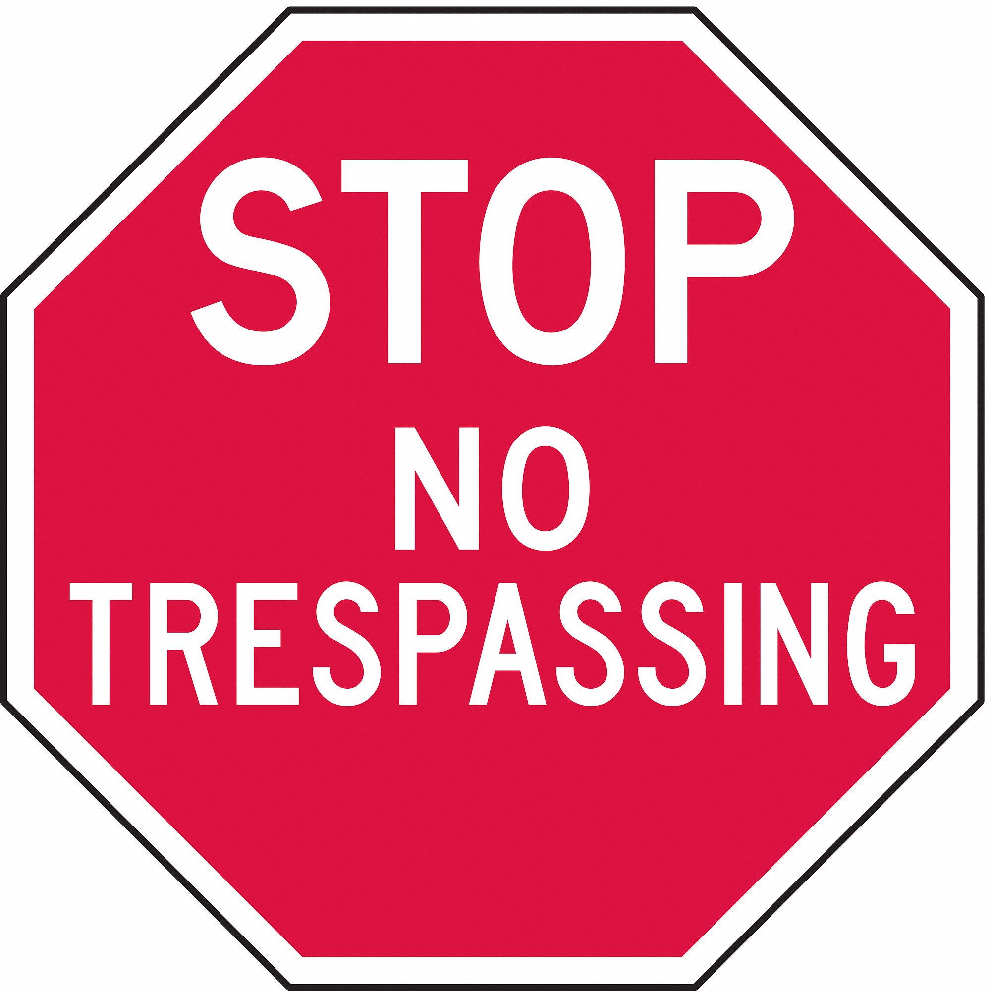 Rflct No Trespassing Stop Sign, 12x12in