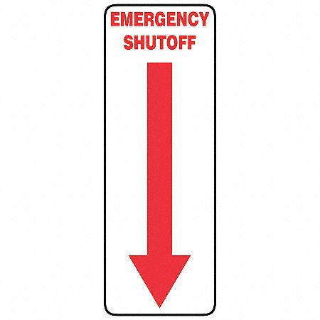 Emergency Sign,14 x 5In,R/WHT,AL,ENG