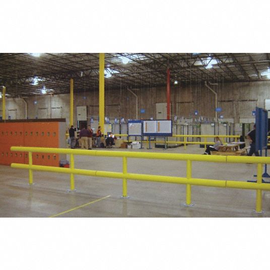 IDEAL SHIELD Safety Yellow, Steel/High Density Polyethylene, Guard Rail ...