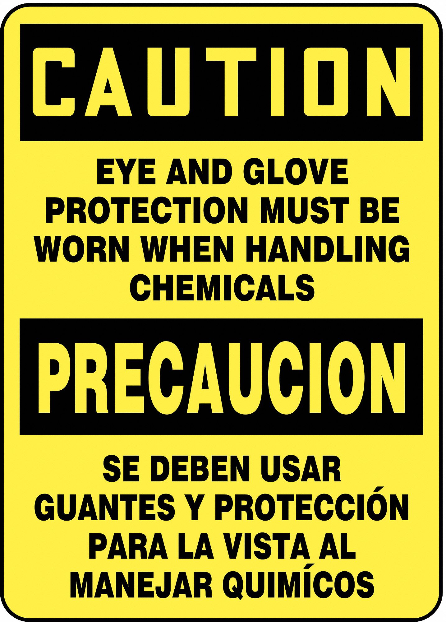 SpanishBilingual Caution Sign, Vinyl, Rectangle, English, Spanish