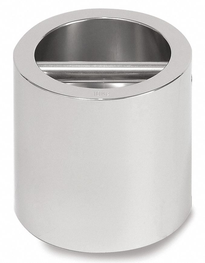 Calibration Weight: 10 kg Nominal Mass, 4, No Certificate, 303 Stainless Steel, Metric