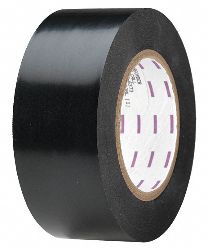 GRAINGER APPROVED Safety Warning Tape, Pattern Solid, Black, Width 2 in