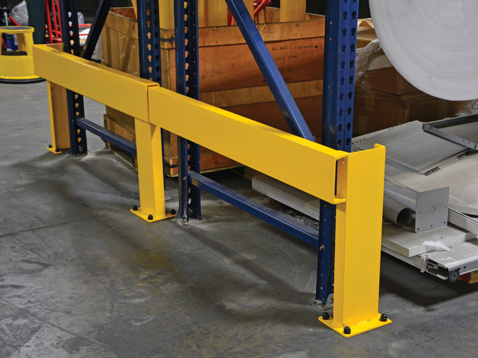 GRAINGER APPROVED Yellow, Steel, Guard Rail System, Floor Mounted Guard