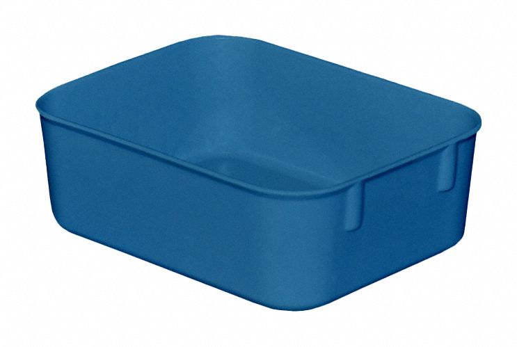 Nesting Tote: 0.2 gal, 6 1/8 in x 4 7/8 in x 2 1/8 in, -60°F to 250°F, Blue, Solid