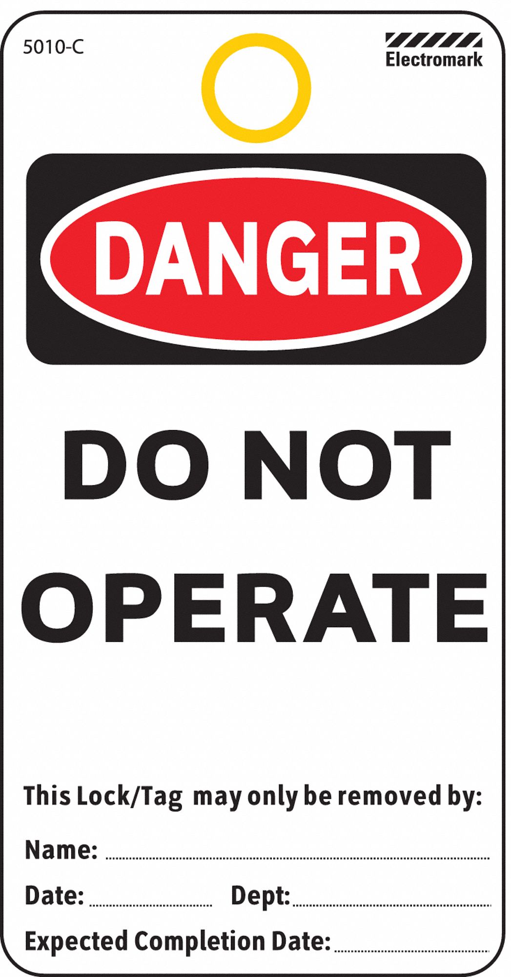 DANGER TAG, DO NOT OPERATE, WRITE-ON SURFACE, ENGLISH, 25 PK