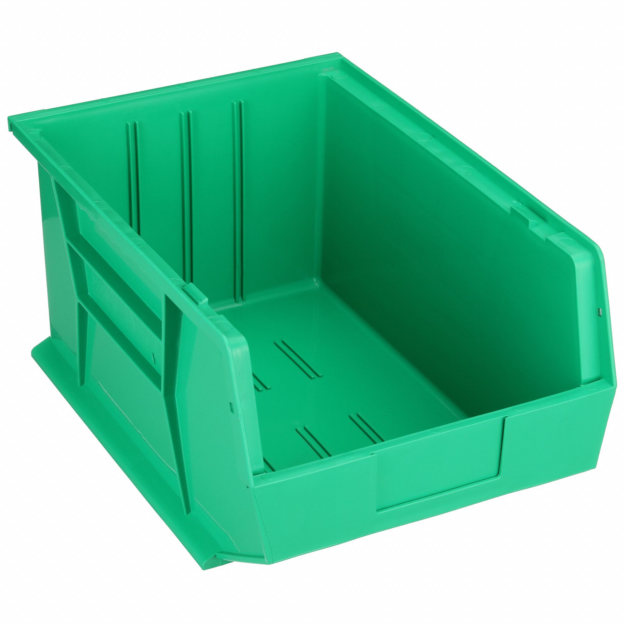HANG AND STACK BIN, 11 IN X 16 IN X 8 IN, GREEN, LABEL HOLDERS