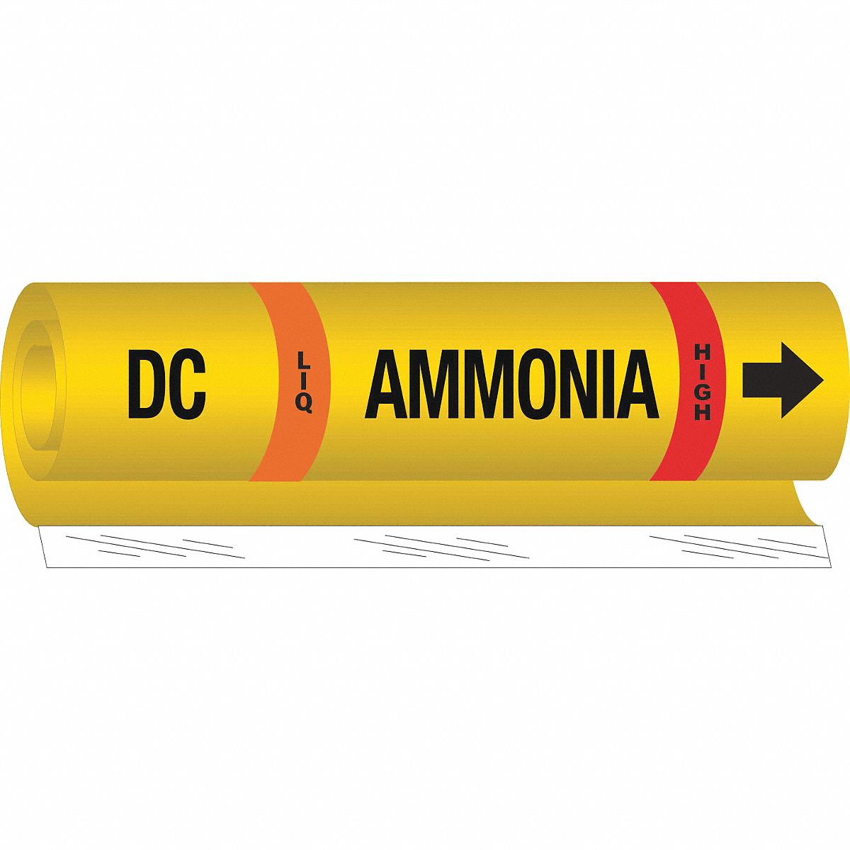Pipe Marker: DC, LIQ, High, Fits 2 1/2 to 7 7/8 in Pipe O.D., 1 Pipe Markers, With