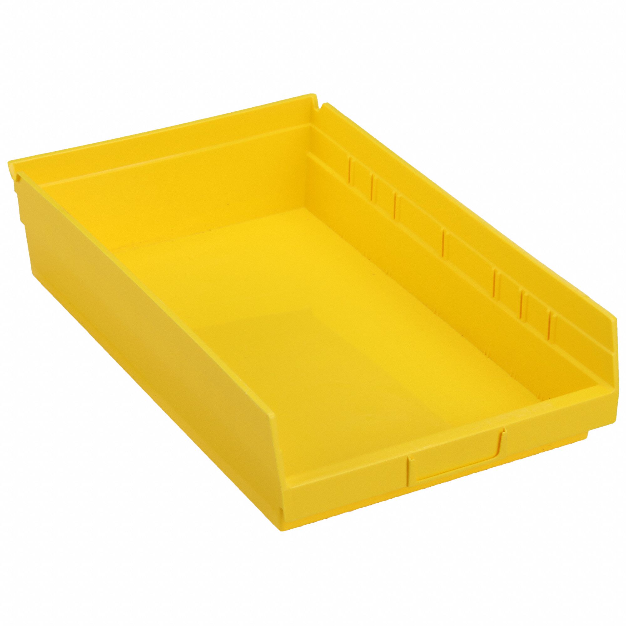 Shelf Bin: 17 7/8 in Overall Lg, 11 1/8 in x 4 in, Yellow, Nesting Capable