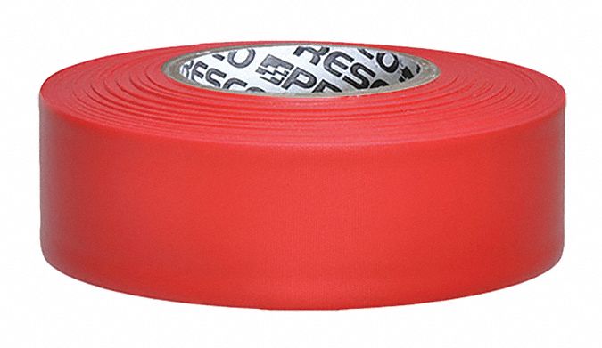 PRESCO PRODUCTS CO, Red, 1 3/16 in Roll Wd, Taffeta Flagging Tape ...