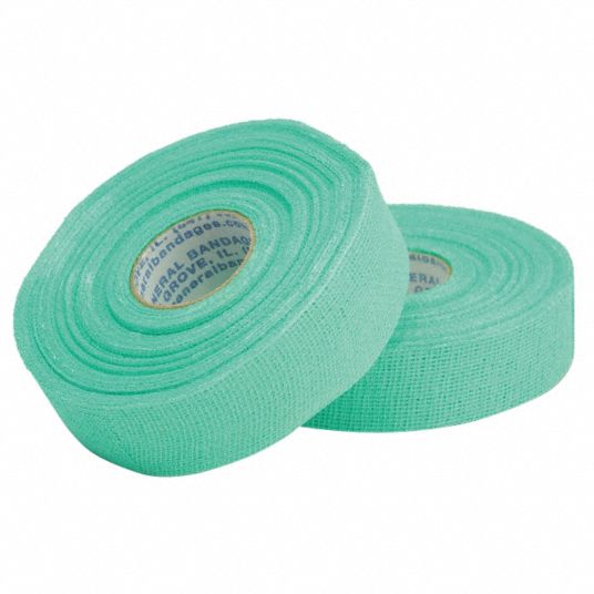 GUARDTEX Finger Tape, Cotton/Latex, Green, 1 in Width, 90 ft Length