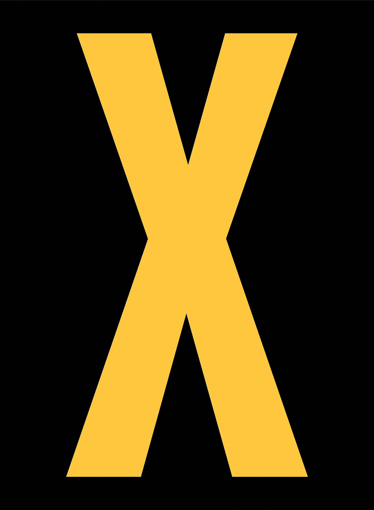 STRANCO INC Reflective Letter Label, X, Reflective Yellow on Black, 2 1/2 in Character Height