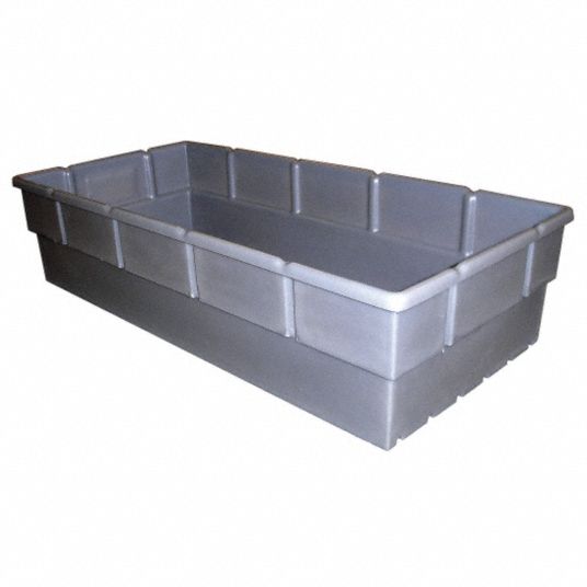 APPROVED VENDOR Storage Tote: 65 gal, 48 1/2 in x 23 in x 13 1/2 in, Gray,  70 lb Load Capacity