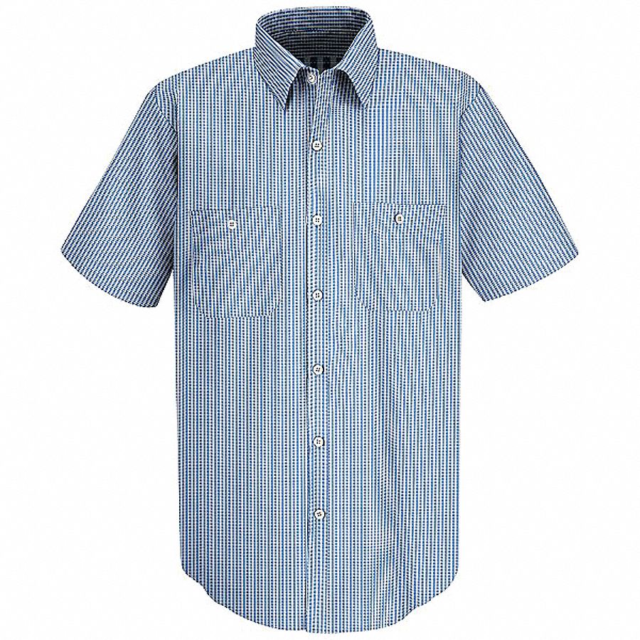 VF WORKWEAR Blue Short Sleeve Uniform Shirt, L, 65% Polyester/35% ...