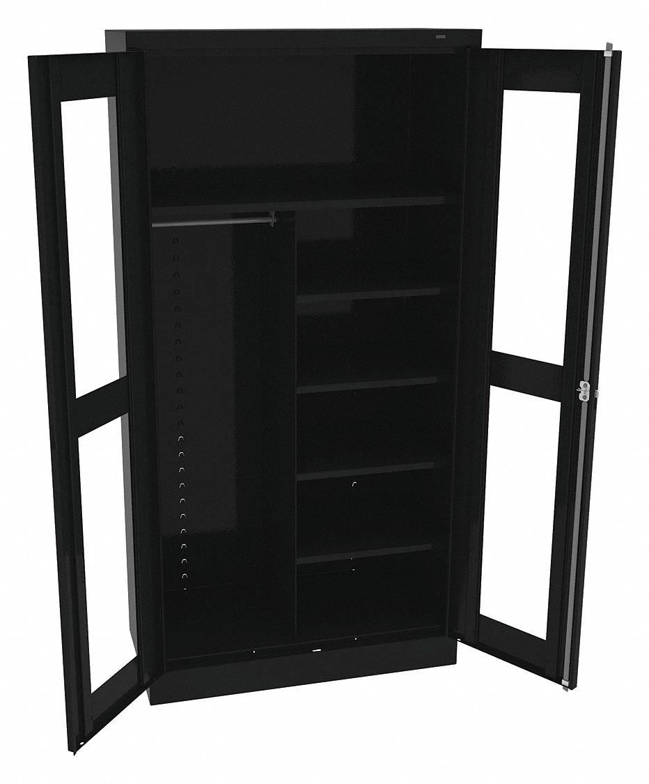 STORAGE CABINET, 36 IN X 18 IN X 72 IN, 5 SHELVES, SWING HANDLE/KEYED, 24 GA PANEL, ADJUSTABLE