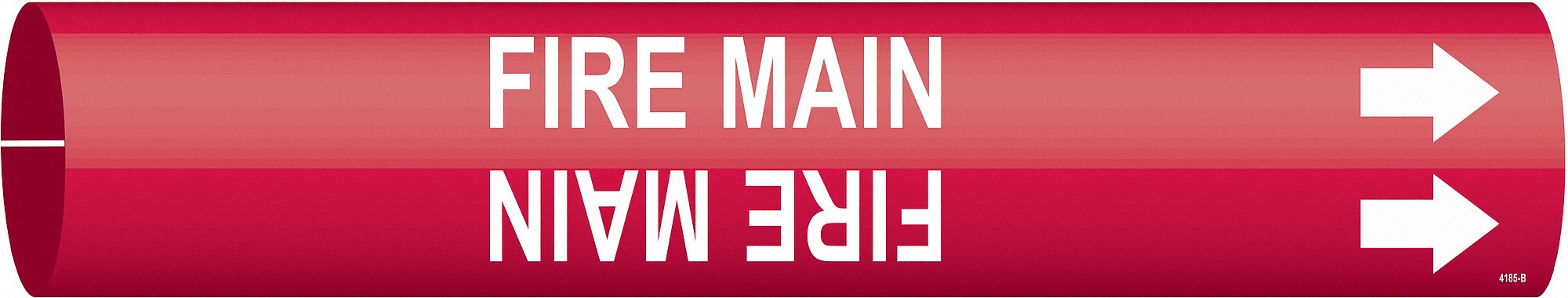 Pipe Marker: Fire Main, Red, White, Fits 1 1/2 to 2 3/8 in Pipe O.D., 1 Pipe Markers, With Arrows
