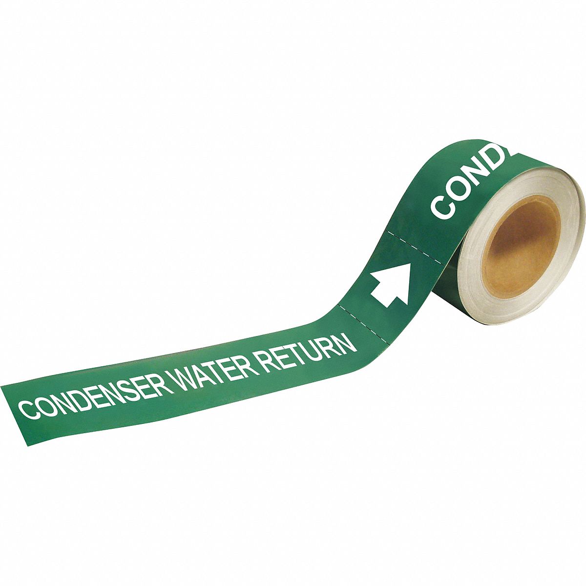Pipe Marker: Condenser Water Return, Green, White, Fits 1 1/2 to 2 in Pipe O.D., 25 Pipe Markers