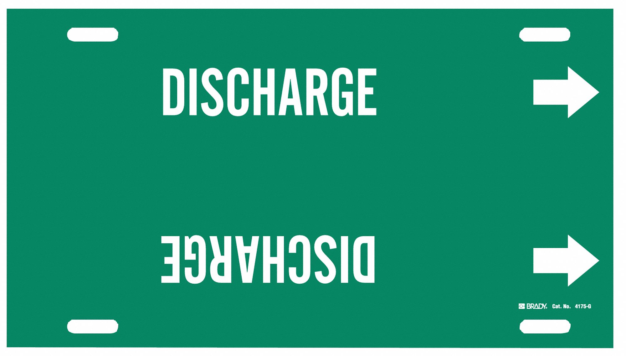 Pipe Marker: Discharge, Green, White, Fits 8 to 9 7/8 in Pipe O.D., 1 Pipe Markers, With Arrows