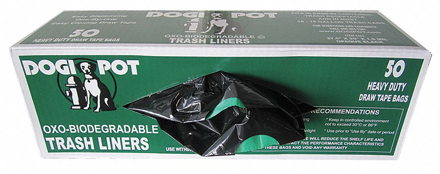 Pet Waste Receptacle Bags: 15 gal Capacity, 27 1/2 in Wd, 29 in Ht, Green, Interleaf