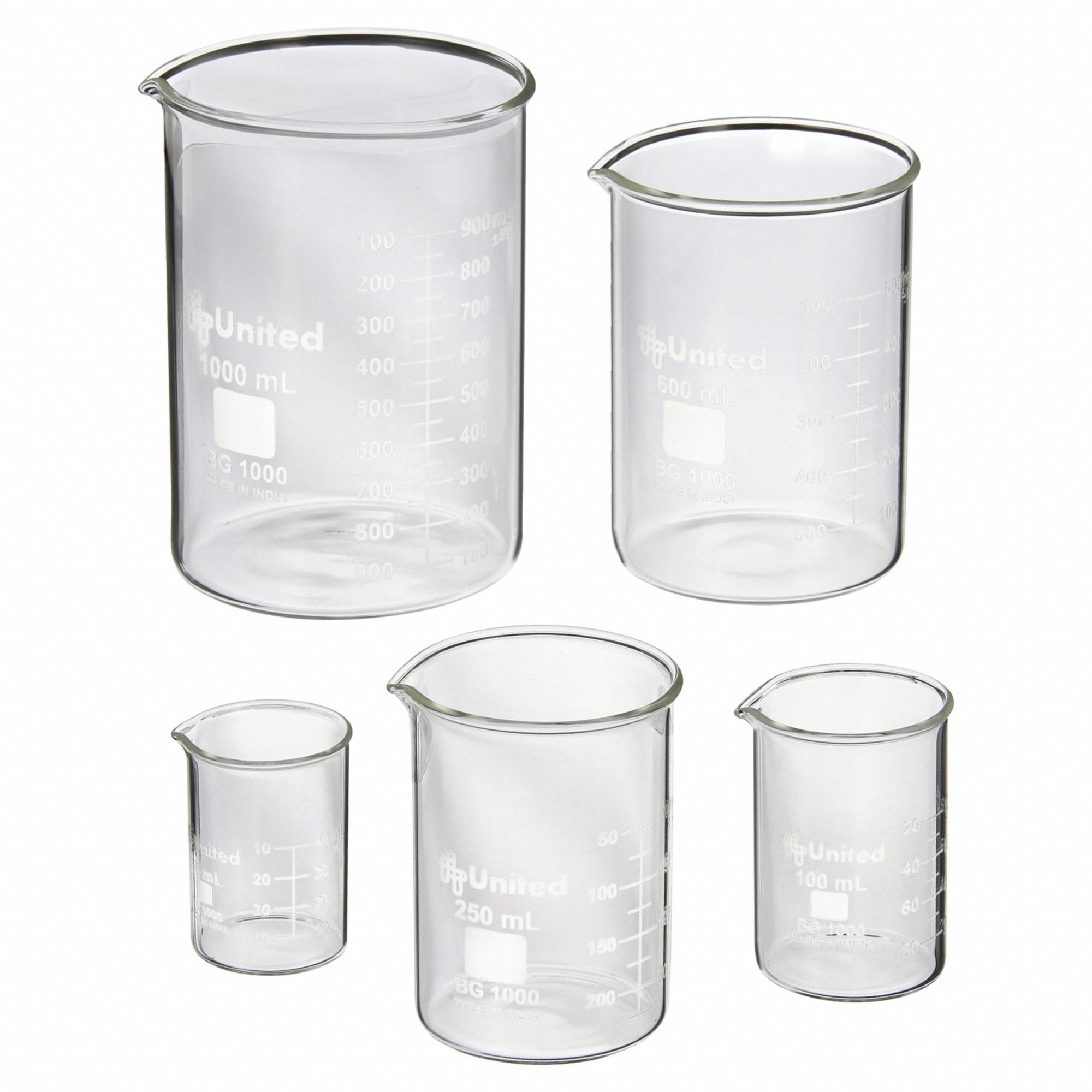 Borosilicate Glass Low Form Beaker Set 8xd65bgset5 Grainger 3621