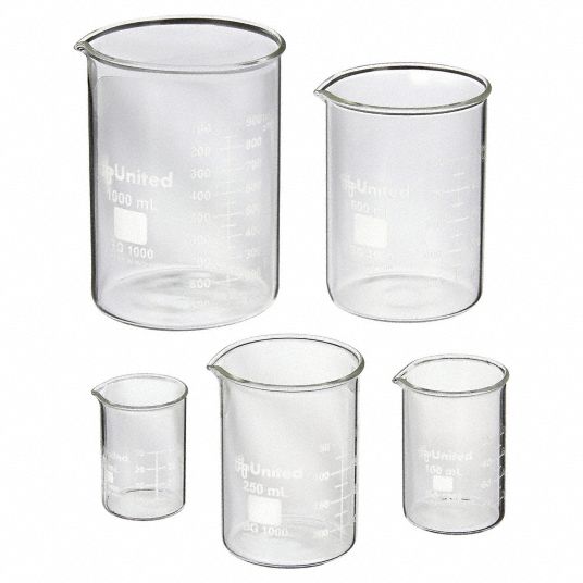 Borosilicate Glass, Low Form, Beaker Set - 8XD65|BGSET5 - Grainger