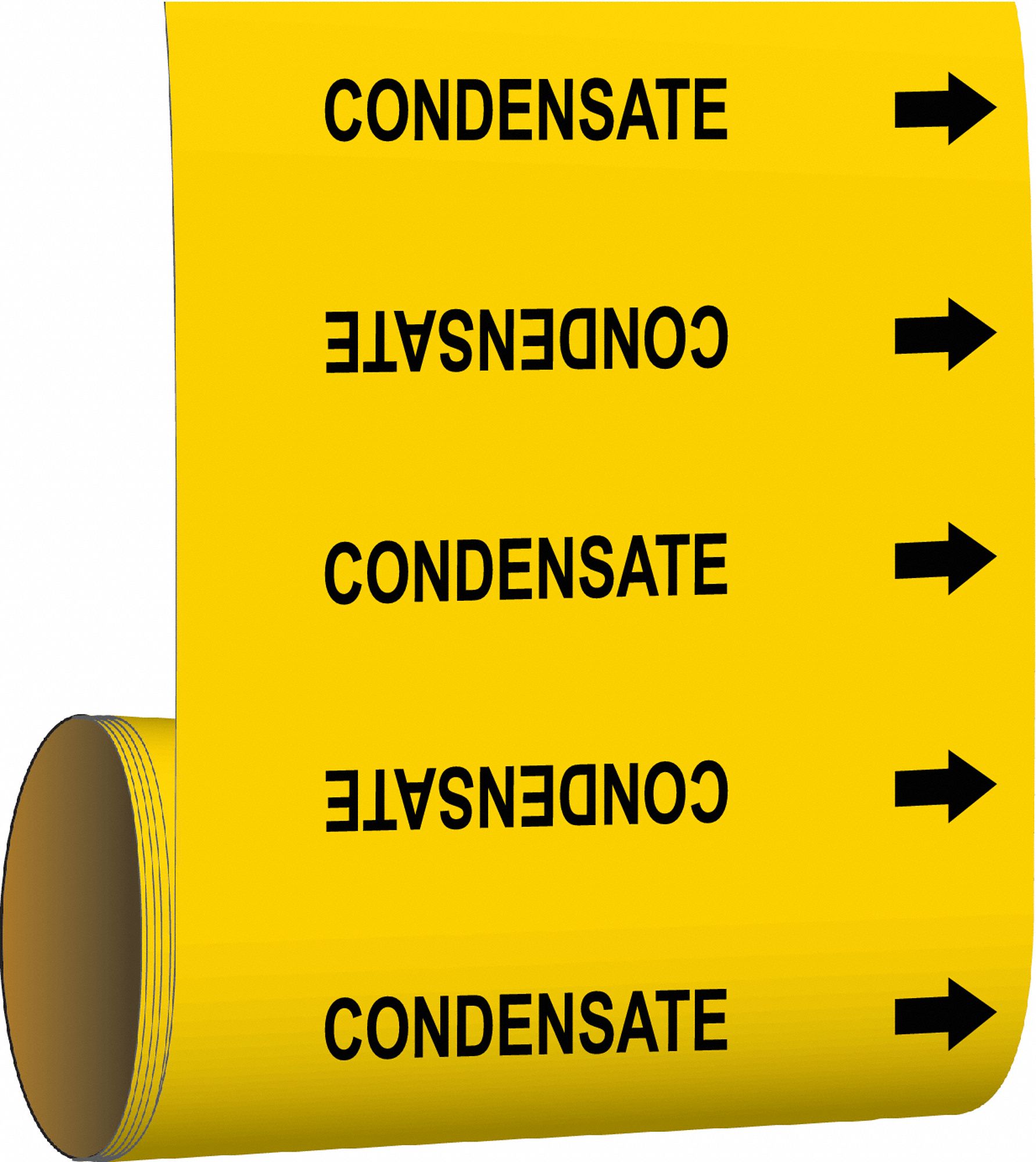 Pipe Marker: Condensate, Yellow, Black, Fits 2 in and Smaller Pipe O.D., 30 Pipe Markers