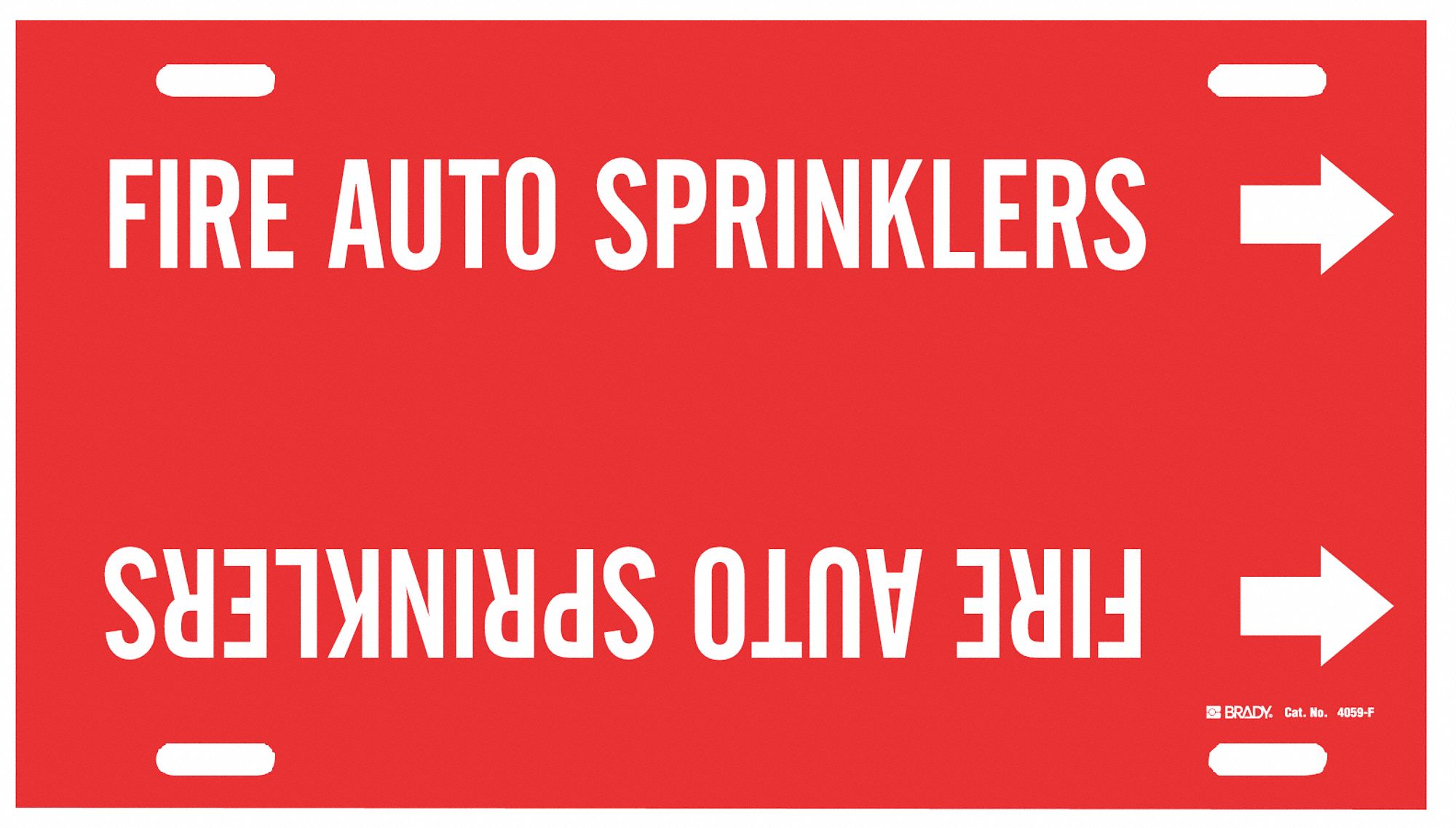 Pipe Marker: Fire Auto Sprinklers, Red, White, Fits 6 to 7 7/8 in Pipe O.D., 1 Pipe Markers